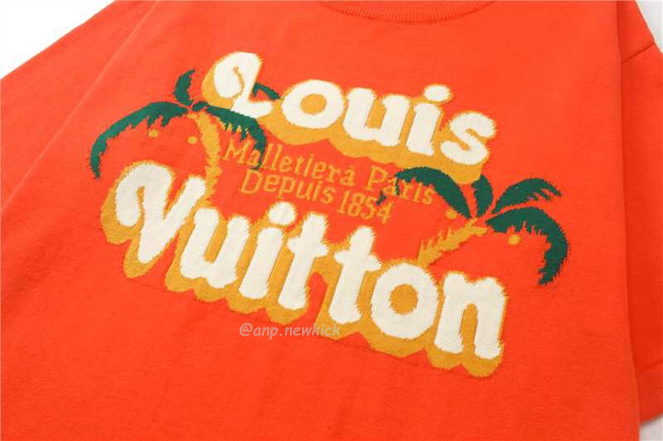 Louis Vuitton Short Sleeved Cotton Crewneck Orange Fw24 (2) - newkick.org